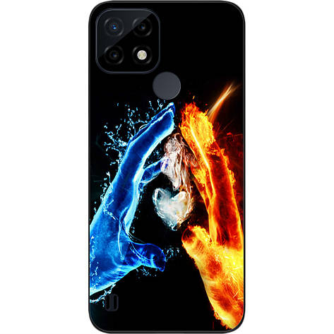 Силіконовий чохол Case для Realme C21 з картинкою Вода та полум'я, фото 1