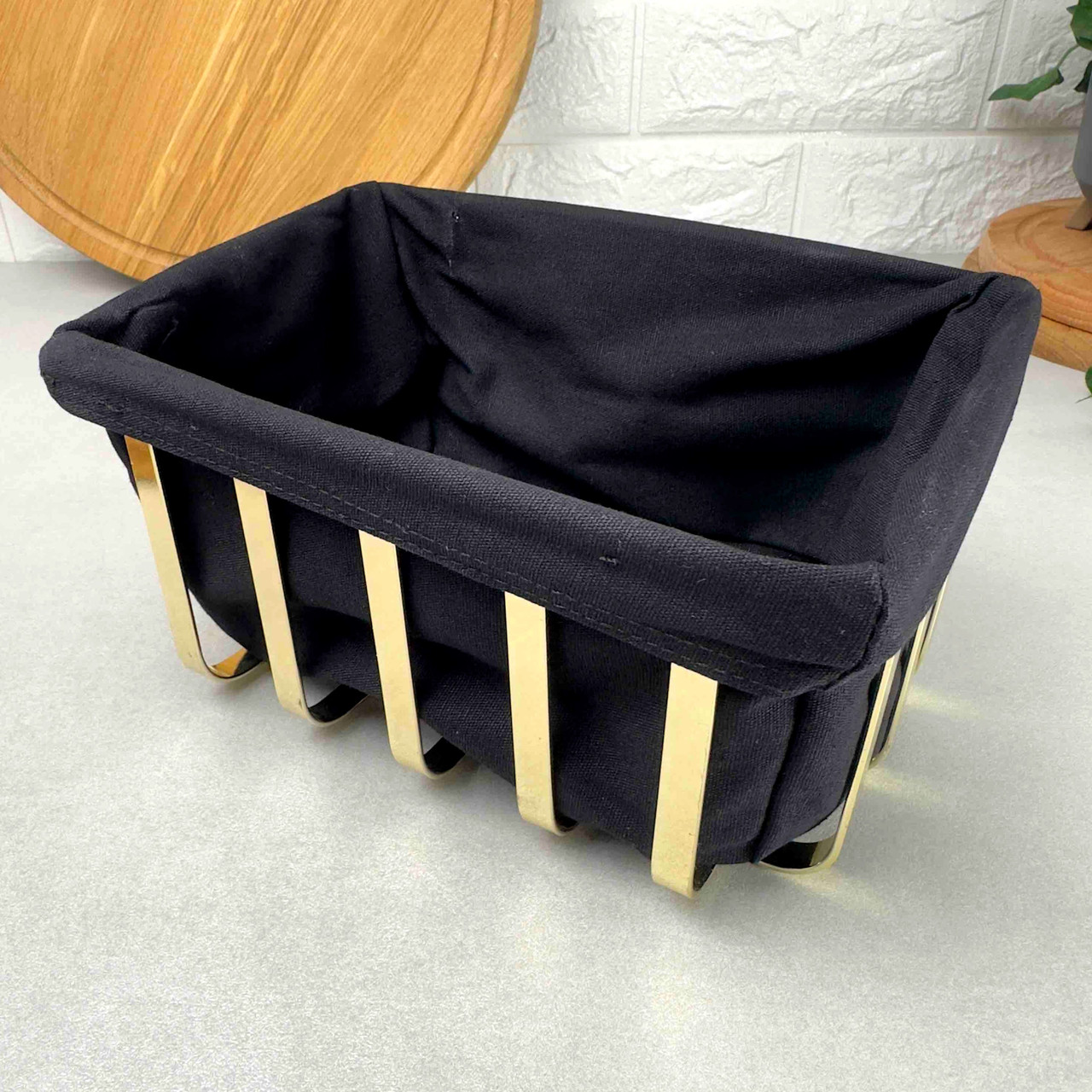 Металевий кошик для хліба зі знімним чохлом 22.5*16.5см Gold