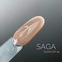 Гель-лак кошаче око SAGA GLOW CAT 04 бежевий телесний, 9 мл