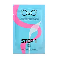 Склад для ламінування вій та брів Oko STEP 1 LIFT, 1 мл – перший етап процедури