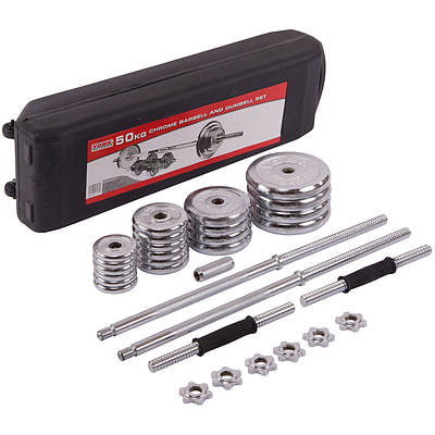 Комплект штанга та гантелі YORK Zelart TA-1437-50CH 50 кг