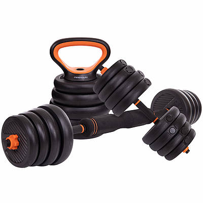 Набір гантелей зі штангою та гірами 6в1 багатофункціональний 35 кг FED SC-80016-35 2 шт. по 17,5 кг