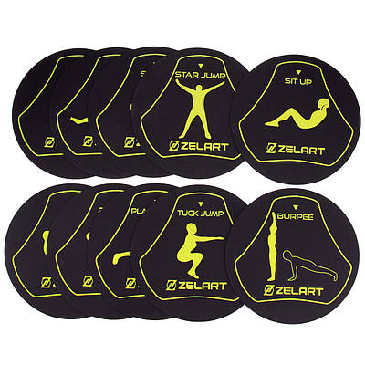 Набір кругів-маркерів для вправ Zelart FI-2569 10 шт. чорний