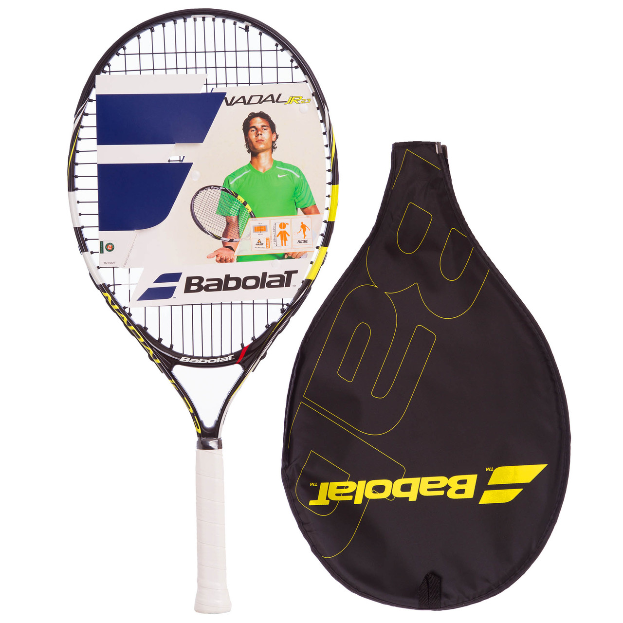 Ракетка для великого тенісу юніорська BABOLAT 140132-142 NADAL JUNIOR 23 чорний-жовтий, фото 1