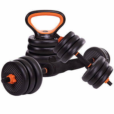 Набір гантелей зі штангою та гірами 6в1 багатофункціональний 20 кг FED SC-80016-20 2 шт. по 10 кг