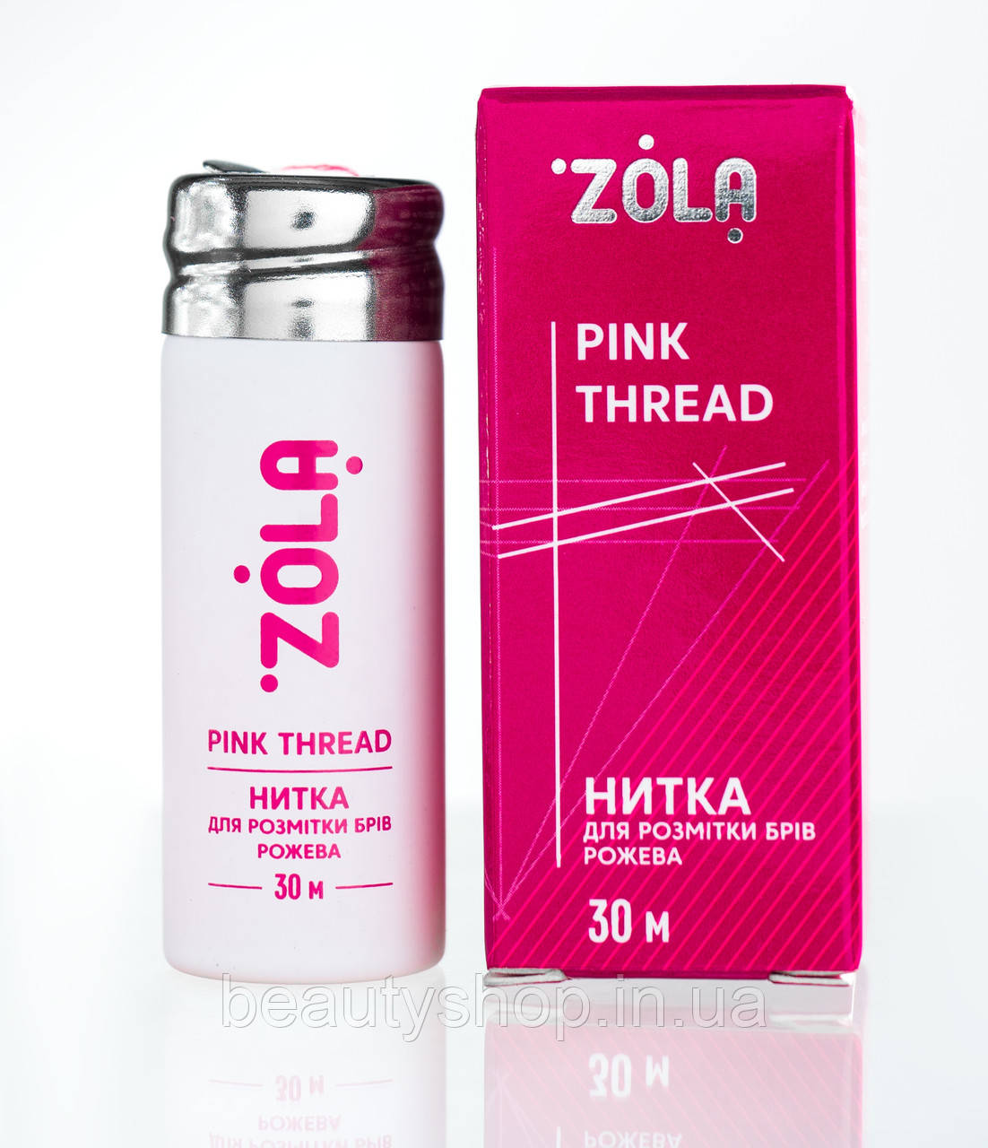 Професійна нитка для розмітки брів ZOLA, рожева, 30 м