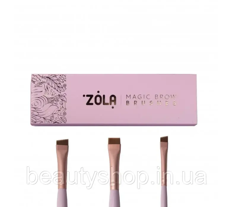 Набір пензлів ZOLA для фарбування брів MAGIC BROW BRUSHES світло-рожевий