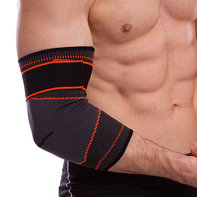 Налокітник еластичний із фіксувальним ременем EXTREME 853CA S-L 1 шт сірий-жовтогарячий