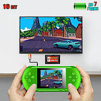 Портативная игровая ретро приставка с экраном 2.7" PXP3 270OMD игры 16bit, ТВ-выход Green NXI