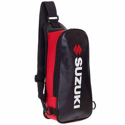 Мотосумка-слінг SUZUKI Zelart MS-5481-12 5 л 42x15x7 см чорний-червоний