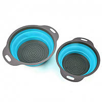 Друшляк силіконовий складаний Collapsible filter baskets BUF2453243 Сито комплект 2 шт Синій NXI