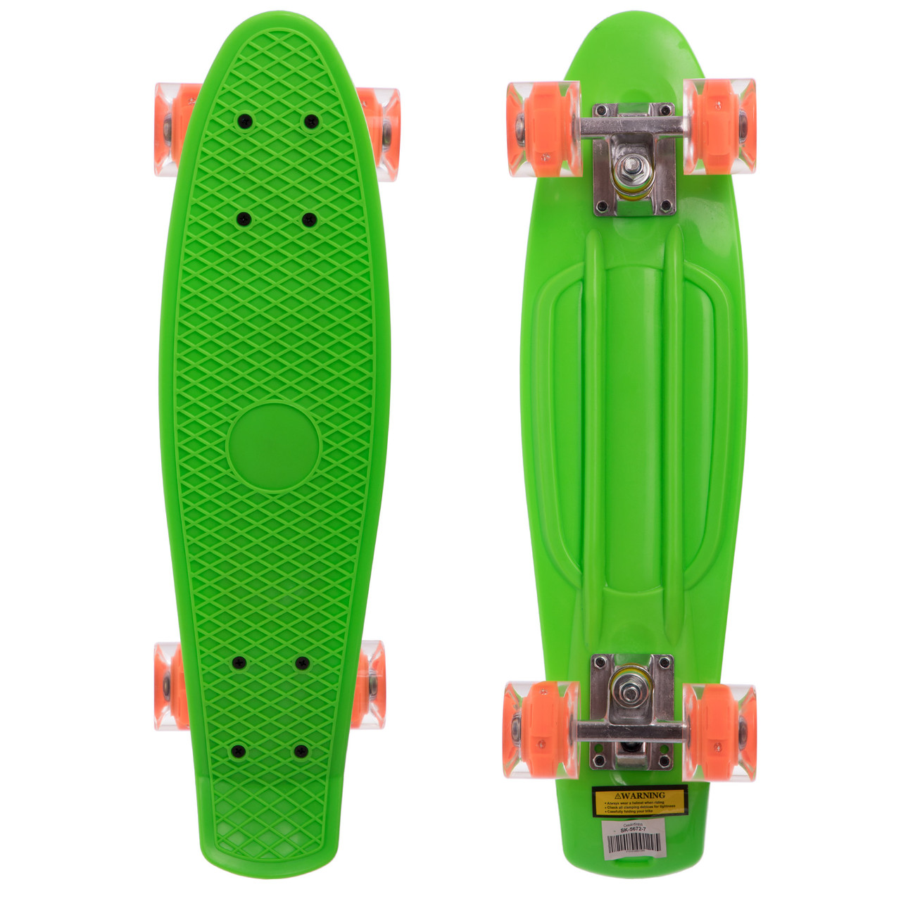 Скейтборд Пенні Penny LED WHEELS Zelart SK-5672-7 салатовий-жовтогарячий, фото 1