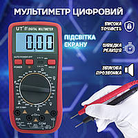 Мультиметр цифровой тестер напряжения DTUT61 подсветка, резиновый чехол, прозвон, автоотключение NXI