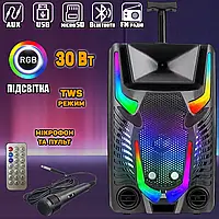 Портативная акустическая система с караоке микрофоном Winso GZ-8912-12"x1с RGB подсветкой 30W + Пульт NXI