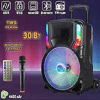 Портативная акустическая система с караоке микрофоном Winso GZ-612-12"x1 Bluetooth с RGB подсветкой NXI