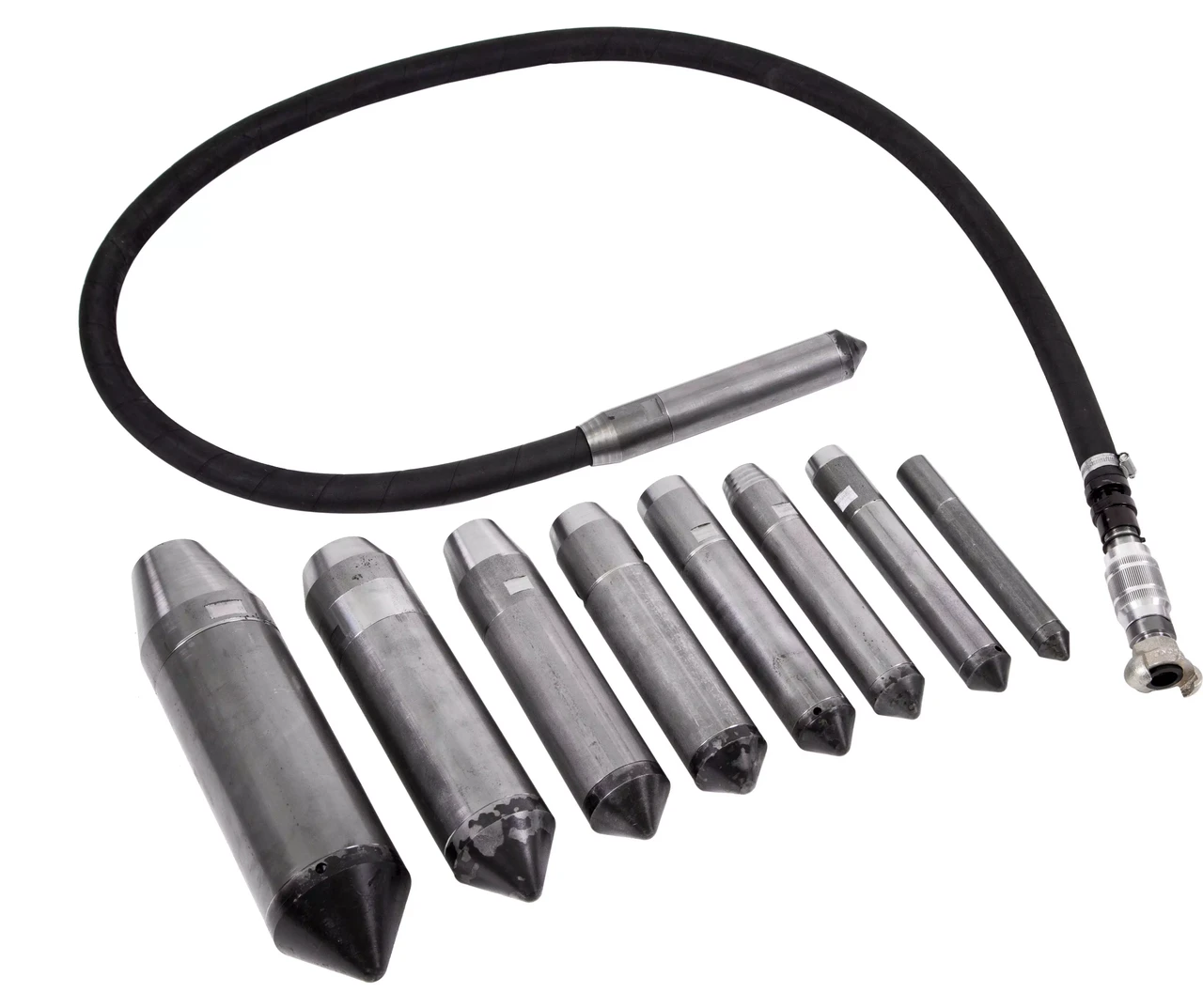 Пневматичний вібратор DR100 Ø 100 мм, шланг 2 м, довжина циліндра 395 мм, відцентрова сила 19,5 кН, витрата, фото 1