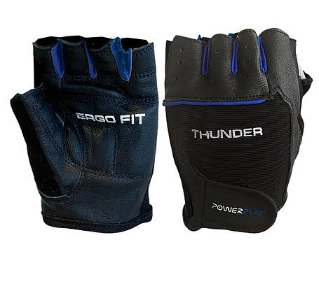 Рукавички для фітнесу PowerPlay 9058 Thunder чорно-сині L, фото 2