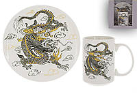 Набір порцелянового посуду 2 предмети - тарілка 20см, кухоль 500мл Символ року 2024 Дракон