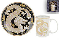 Набір порцелянового посуду 2 предмети - тарілка 20см, кухоль 500мл Символ року 2024 Дракон