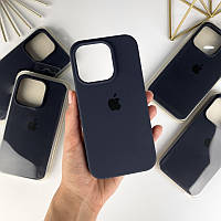 Силиконовый чехол на Айфон 14 Про Макс c закрытым низом. Silicone Case iPhone 14 Pro Max Dark blue (8)