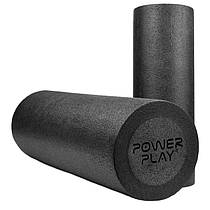 Масажний ролик (роллер) гладкий PowerPlay 4021 Fitness Roller Чорний (90x15см.)