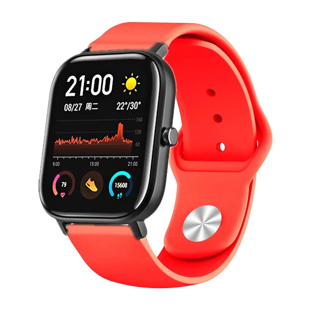 Ремінець для годинника 22 мм Sport design червоний (з кнопкою), фото 1