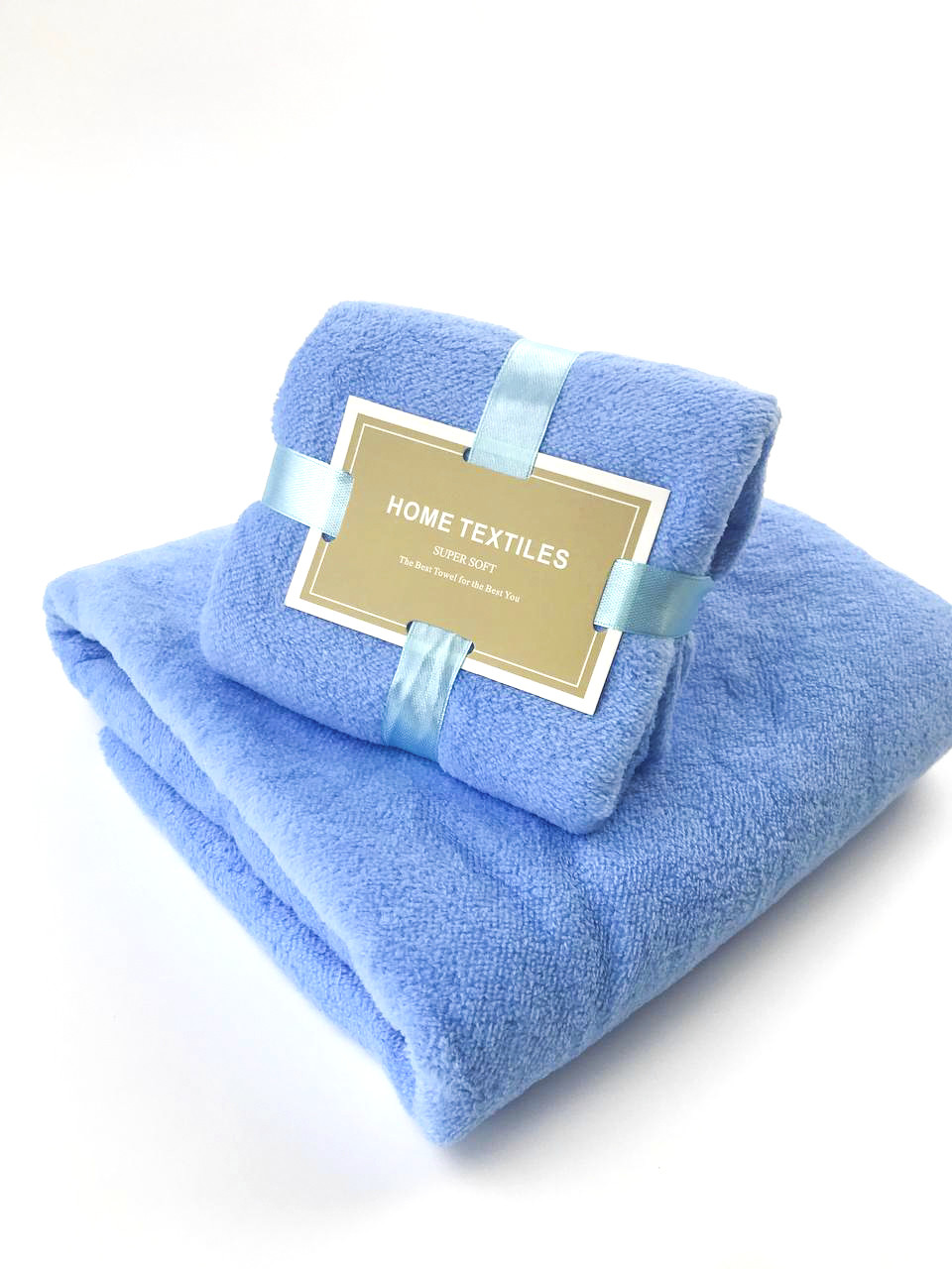 Комплект рушників однотонний Home Textiles (мікрофібра) блакитний, фото 1