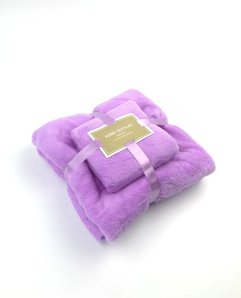 Комплект рушників однотонний Home Textiles (мікрофібра) бузковий, фото 1