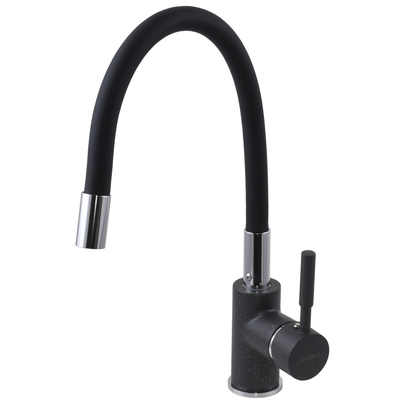 Змішувач для кухні з гнучким гусаком Globus Lux LAZER GLLR-0203SB-1-ONIX Чорний граніт, фото 1