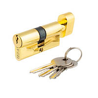 Сердцевина для замка узкая 60мм (30х30), ключ/поворотник, PB золото, 3 ключа FZB
