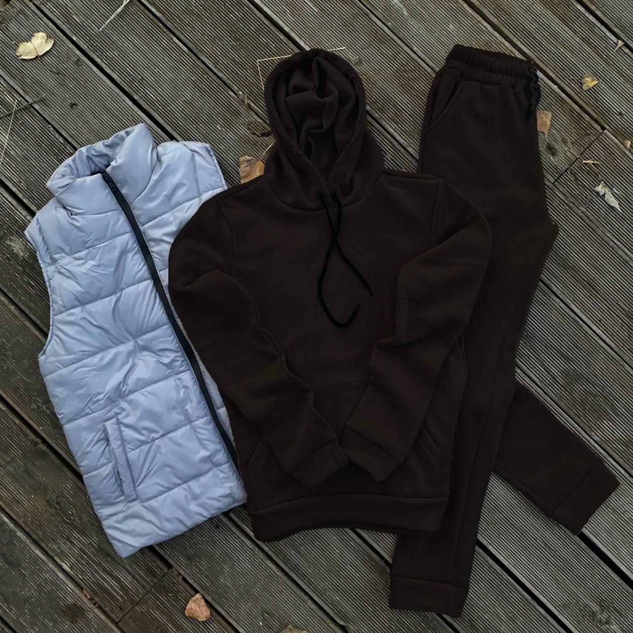 Спортивний костюм чоловічий жилетка craze чорний-сірий комплект чоловічий осінній демісезонний набір 3в1, фото 1