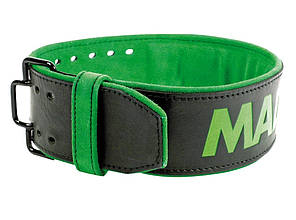 Пояс для важкої атлетики MadMax MFB-302 Quick Release Belt  шкіряний Black/Green M