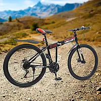 Складной горный велосипед 26" дюймов MTB 21-Speed Black/Red City Bike Foldable MTB Suitable for Adults