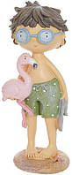 Фигурка интерьерная Boy with Flamingo 7.5x6.5x18 см Bona DP118176 FT, код: 7523228