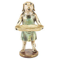 Фигурка интерьерная Dog with tray 27 см ArtDeco AL117938 GM, код: 7523016