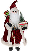 Новогодняя фигурка Санта с елочкой 46см (мягкая игрушка), с LED подсветкой, бордо Bona DP7370 DI, код: 6675265