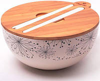 Миска из бамбукового волокна диаметр 24см с бамбуковой крышкой и приборами Kamille DP40674 UK, код: 7426420