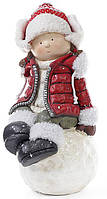 Фігура новорічна ceramic Дівчинка на сніжці червона куртка Bona DP42670 NC, код: 6869575