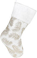Декоративный носок для подарков Хвоя белый с золотом Bona DP69569 BB, код: 6869810