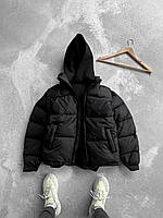 Куртка мужская зимняя дутая до -25*С короткая Simple черная Пуховик мужской зимний