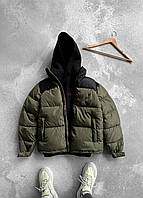 Мужская куртка зимняя короткая с капюшоном до - 25*С Simp хаки | Пуховик мужской зимний дутый ЛЮКС качества