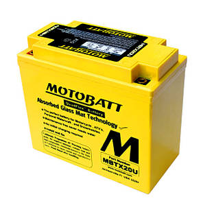 Акумулятор для мотоцикла гелевий MOTOBATT AGM 21Ah 310A розмір 175 х 100 х 175 мм з проставкою MBTX20U, фото 2