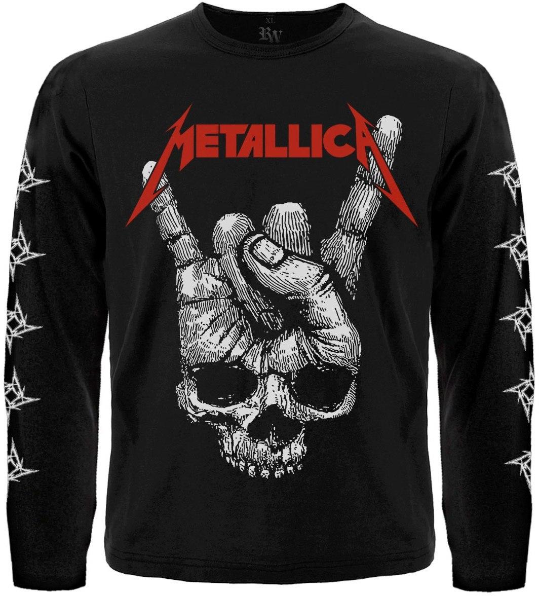Футболка з довгим рукавом Metallica (Skull Sign of the Horns) (з друком на рукавах), Розмір L