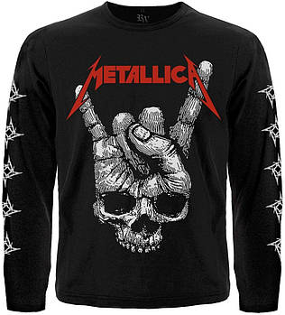 Футболка з довгим рукавом Metallica (Skull Sign of the Horns) (з друком на рукавах), Розмір L