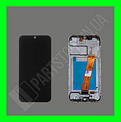 Дисплей Samsung A015 А01 2020 із сенсором та рамкою, вузький конектор, чорний (оригінальні комплектуючі)