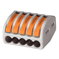 Клема швидкого монтажу самозажимна 5 монтажних отворів, 400 В, 32 А, 0,14-2.5-4 mm (222-415) ST140