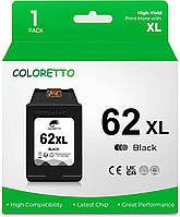 COLORETTO 62XL, сменный чернильный картридж для принтера HP 62 XL (1 черный)