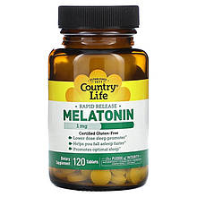 Мелатонін Country Life "Melatonin" швидкого вивільнення, 1 мг (120 таблеток)