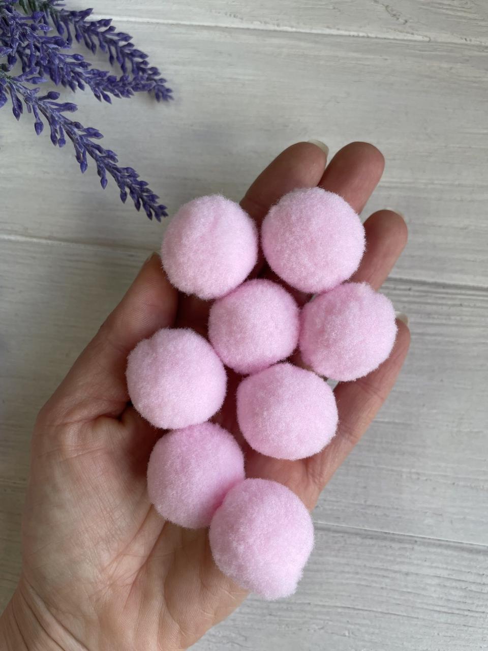 Помпони " Оксамитові 2.5 см", світло рожеві 250 шт, фото 1