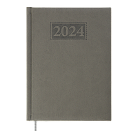 Ежедневник датированный 2024 GENTLE, A5, серый, штуч. кожа/поролон